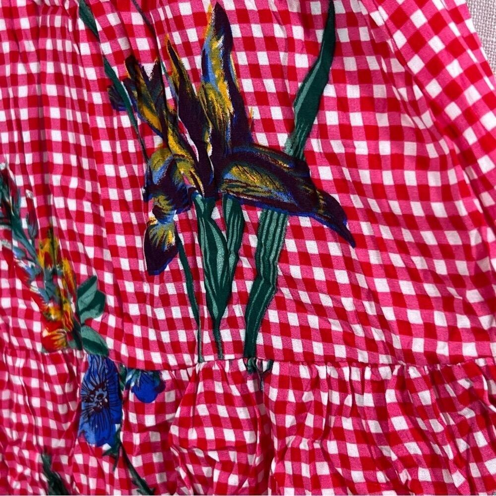 Jenn & Jo NWT Gingham Floral Iris Boho Cottagecore Ruffle Mini Skirt Size S - Picture 7 of 12